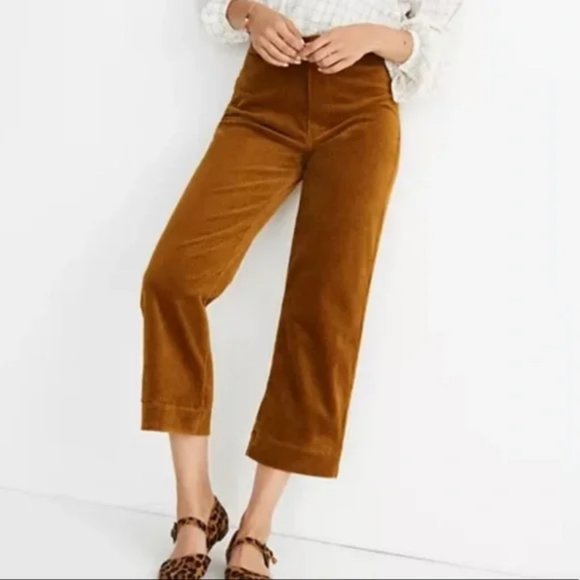 Madewell Pants - Madewell Cropped Wide-Leg Corduroy Pants in Camel